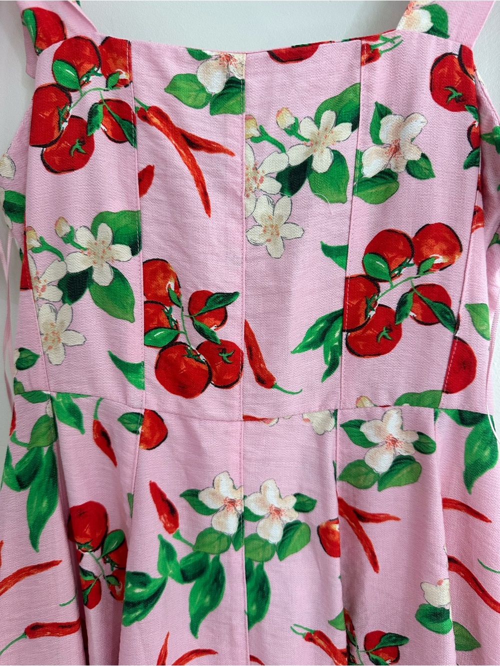 Zara Pink tomato chili pepper & Floral Tie-Shoulder Dress - Picture 2 of 5